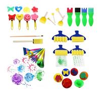 Miya Kit de broyage pour enfants, outil de peinture, tampon éponge, brosse à peinture, rouleau de peinture, éponge à peinture, pinceau éponge, outil de peinture créatif, bricolage, excellent cadeau