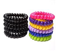 Miya Lot de 10 grands élastiques à cheveux de qualité supérieure Superbes élastiques à cheveux multicolores Effet câble téléphonique élastiques à cheveux spirale en plastique Bijoux de cheveux Bracelets