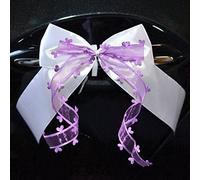 Miya@ Lot de 10 nœuds d'antenne de Voiture Faits Main - De Grande qualité - Décoration de Mariage - Ornements de Voiture - avec Ruban à cœurs - Satin Violet Clair