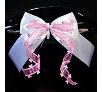 Miya@ Lot de 10 nœuds d'antenne de voiture faits main - De grande qualité - Décoration de mariage - Ornements de voiture - Avec ruban à cœurs - Satin hellpink