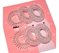 Miya® Lot de 6 élastiques à cheveux de haute qualité en cristal transparent, câble téléphonique, mini spirale en plastique, chouchou pour cheveux, bracelet