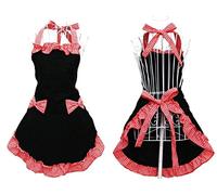 Miya® Tablier de cuisine princesse rouge - Tablier de barbecue avec nœud rouge et blanc à carreaux - Rubans et poches en coton - Joli cadeau pour mère, femme, petite amie, fille, sœur, etc.