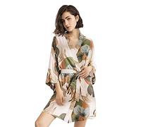 MIYAA Peignoir Kimono pour Femme,Robe Kimono Sexy Col en V Coton Satin Lingerie Imprimé Floral Peignoir Court Dames Peignoirs Vêtements De Nuit Vêtements De Nuit pour Noce Vert XL