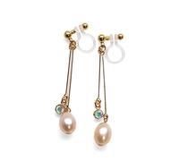 Miyabi Grace Boucles d'oreilles à clip invisibles en perles d'eau douce - Pour mariage - Doré - Pour femme, Résine