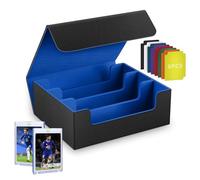 Miyacare Boîte à Cartes Pour MTG, Trading Card Storage Box Contenir à 1800+ Cartes Sans Pochette avec 8 Compartiment, Boîte à Rabat Magnétique avec Cuir pu pour Cartes Magic TCG (Noir+Bleu, 1800+)