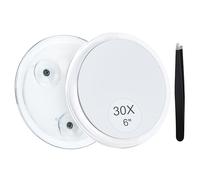 MIYADIVA Miroir grossissant 30X Ventouse pour, Miroir de Maquillage de Voyage sur, Miroir de Douche pour l'épilation des Sourcils 15,2 cm