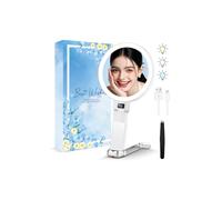 MIYADIVA Miroir Grossissant Lumineux 30X, Miroir De Maquillage Double Face Avec Support Réglable En Hauteur, Affichage Numérique De L’Alimentation Et 3 Couleurs D’Éclairage À Intensité Variable, Blanc