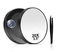 MIYADIVA Miroir grossissant x20, Miroir grossissant x20, Ventouse et Pince à épiler, Miror de Poche pour Maquillage des Yeux 8,9 cm