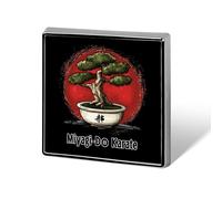 Miyagi-Do Karate Bonsai Tree Brooch Pins for Women Men Square Collar Lapel Pins Coat Jacket Accessories