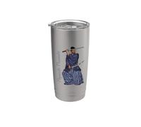 Miyamoto Musashi - avec deux katanas Gobelet isotherme en acier inoxydable double paroi