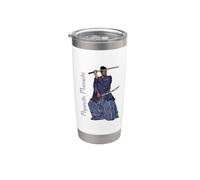 Miyamoto Musashi - avec deux katanas Gobelet isotherme en acier inoxydable double paroi