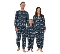 Miyanuby Ensemble de pyjama de Noël assorti pour femmes, hommes, couples, enfants, pyjama à manches longues, vêtements de nuit à motifs de Noël, bleu marine, 7-8 Years