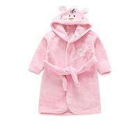 Miyanuby Peignoir de Bain pour Enfant Bébé Garçon/Fille à Capuche, Hiver Mignon Animal Doux Chaud Polaire Robe de Chambre/Pyjamas 1-7 Ans