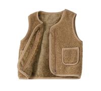 Miyanuby Tout-petits Bébés Filles Garçons Sans manches Polaire Gilets en peluche Sherpa Gilet Couleur unie Col en V Fermeture à glissière Vêtements d'extérieur avec poches