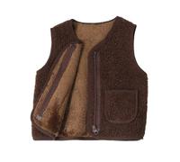 Miyanuby Tout-petits Bébés Filles Garçons Sans manches Polaire Gilets en peluche Sherpa Gilet Couleur unie Col en V Fermeture à glissière Vêtements d'extérieur avec poches
