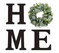Miyanvuo Décoration Maison Signes,Lettres en Bois | Décoration Rustique avec Couronne d'Eucalyptus Artificiel pour Salon Cuisine Entrée Cadeau Maison Mariage Fête,Pour Cuisine Salon Entrée Fête