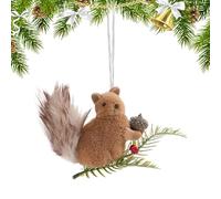 Miyanvuo Ornements de Sapin de Noël Écureuil - Pendentif Mural Écureuil Doux - Décor Animal avec Branches et Pommes de Pin - pour Bureau Cheminée Maison Sapin de Noël Mur Étagère