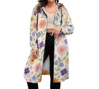 MIYMIYN Sweat à capuche doux pour femme, pull à manches longues avec imprimé, idéal pour le streetwear et la détente, Imprimé floral H, M