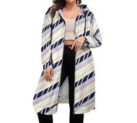 MIYMIYN Sweat à capuche pour femme avec fermeture éclair intégrale, doux à manches longues pour le confort de la rue et du salon, England Stripes H, M
