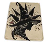MIYMIYN Tapis de souris silhouette de sorcière avec bords cousus et base antidérapante de 3 mm, facile à nettoyer, pour bureau (21,1 x 26,2 cm)