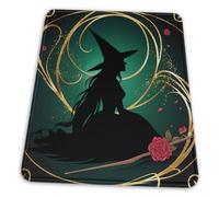 MIYMIYN Tapis de souris sorcière mystique avec base antidérapante pour ordinateur portable/PC, décoration d'Halloween (21,1 x 26,2 cm)