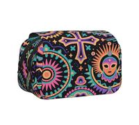 MIYMIYN Trousse à stylos double coque - Tissu Oxford recyclable, impressions d'art tendance, peut contenir 50 stylos, organiseur de fournitures scolaires et d'artistes, Imprimé mode a, Mode