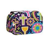 MIYMIYN Trousse à stylos double coque - Tissu Oxford recyclable, impressions d'art tendance, peut contenir 50 stylos, organiseur de fournitures scolaires et d'artistes, Impressions de mode B, Mode