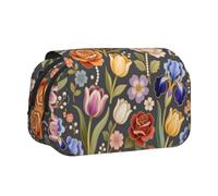 MIYMIYN Trousse à stylos double coque - Tissu Oxford recyclable, impressions d'art tendance, peut contenir 50 stylos, organiseur de fournitures scolaires et d'artistes, Impressions de mode G, Mode