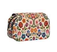 MIYMIYN Trousse à stylos double coque - Tissu Oxford recyclable, impressions d'art tendance, peut contenir 50 stylos, organiseur de fournitures scolaires et d'artistes, Impression tendance J, Mode