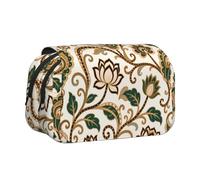 MIYMIYN Trousse à stylos double coque - Tissu Oxford recyclable, impressions d'art tendance, peut contenir 50 stylos, organiseur de fournitures scolaires et d'artistes, Fleurs rétro., Mode