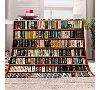 MIYOLI Couverture Polaire étagère à Livres Imprimée 3D Bibliothèque Couverture 200x220 Couverture Doux Rétro Couverture Flanelle Plaid Chaud Microfibre, pour Canapé lit et Chaise