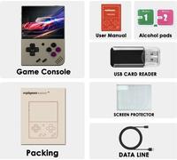 MIYOO Mini Plus Console de jeu portable rétro, écran IPS 3,5 pouces, mémoire extensible jusqu'à 128 Go, gris rétro, 128G