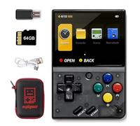 MIYOO Mini V4 Console de jeu portable avec étui rigide, écran IPS de 7,1 cm, système Linux rétro, batterie rechargeable 2000 mAh, console de jeu rétro portable (MIYOO Mini V4, Noir, 64 G)