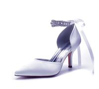 Miyoopark Femmes Confortables Chaussures De Mariée Fermé Soirée Pompes, M649 Blanc, 43 EU