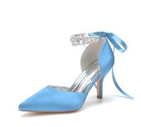 Miyoopark Femmes Confortables Chaussures De Mariée Fermé Soirée Pompes, M649 Bleu ciel, 43 EU