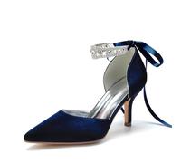 Miyoopark Femmes Confortables Chaussures De Mariée Fermé Soirée Pompes, M649 Bleu foncé, 43 EU