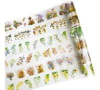 MiyouLuna Deep Lane in Bloom Lot de 6 rouleaux de ruban adhésif floral prédécoupé en PET transparent + 1 clip pour scrapbooking, journal, collage, décoration à faire soi-même