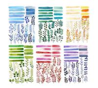 Miyouluna Lot de 180 autocollants en PET motif feuilles botaniques, onglets de superposition de plantes pour scrapbooking, journal, planificateurs et loisirs créatifs