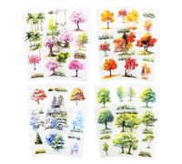 Miyouluna Lot de 24 feuilles d'autocollants en PET motif arbre saisonnier, motifs forêt et fleurs - Art prédécoupé imperméable pour scrapbooking, journaux, planificateurs, décoration à faire soi-même