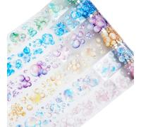 MiyouLuna Lot de 6 rouleaux de ruban adhésif en PET à bulles pré-découpées pour journal, scrapbooking et loisirs créatifs, avec clip décoratif