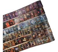 MiyouLuna Lot de 6 rouleaux de ruban adhésif en PET pour bibliothèque magique foncé avec clip, étanche, gothique, scrapbooking, journal intime, et fournitures d'artisanat éphémère