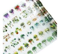 MiyouLuna Lot de 6 rouleaux de ruban adhésif en PET pour panier suspendu sur le thème des plantes, autocollants botaniques prédécoupés pour scrapbooking, journal, fournitures d'artisanat imperméables