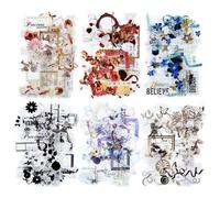 MiyouLuna Lot de 60 autocollants en dentelle PET avec motifs floraux pour scrapbooking, bricolage, journal, journal intime, éphémère avec organisateur de rangement