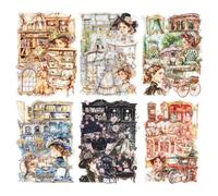 MiyouLuna Lot de 90 autocollants vintage victoriens en PET pour scrapbooking, loisirs créatifs, journal intime, éphémère