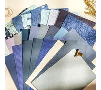 MiyouLuna Morandi Lot de 30 feuilles de papier texturé fait à la main A4 et A5 pour scrapbooking, journal, fournitures de bricolage, bleu