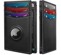 miyozi Airtag - Portefeuille pour homme avec 12 cartes, avec pince à billets dans une boîte cadeau, fermeture magnétique, portefeuille fin en cuir véritable avec poche avant, 11,2 x 6,9 cm, blocage