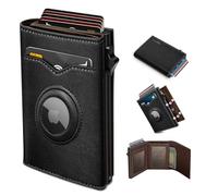 miyozi Airtag - Portefeuille pour homme, avec poche pour espèces, 2 fenêtres pour carte d'identité, 9 à 12 cartes, étui en métal fin et pop-up pour cartes de crédit avec fermeture magnétique, blocage