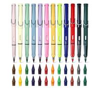 MIYUANGKJ Lot de 12 crayons éternels colorés avec gomme - 24 têtes interchangeables - Sans encre - Pour écrire, peindre, esquisser