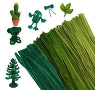 MIYUANNGKJ Lot de 300 Cure-Pipes, 3 Fils de Nettoyage Verts Différents, 30 cm, Chenille pour Projets Créatifs et Décoration pour Enfants