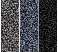 Miyuki Delica Lot de perles de rocaille : taille 11/0, gris mat, collection DB301, DB307, DB310-3 tubes de 2"